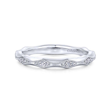 Gabriel & Co. 14k White Gold Victorian Diamond Wedding Band