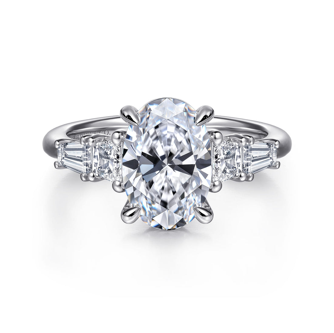 Commit - 14K White Gold Oval Five Stone Diamond Engagement Ring