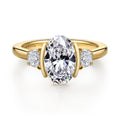Colleen - 14K Yellow Gold Half Bezel Oval Three Stone Diamond Engagement Ring
