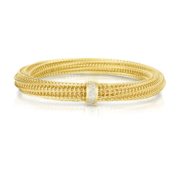 18K Gold & Diamond Primavera Medium Width Twist Bangle - 18K Yellow Gold