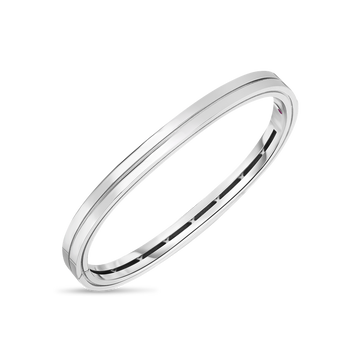 18K Portofino 2 Row Hinged Bangle - 18K White Gold