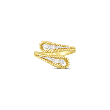 18K Yellow/White Byzantine Barocco Diamond Bypass Ring