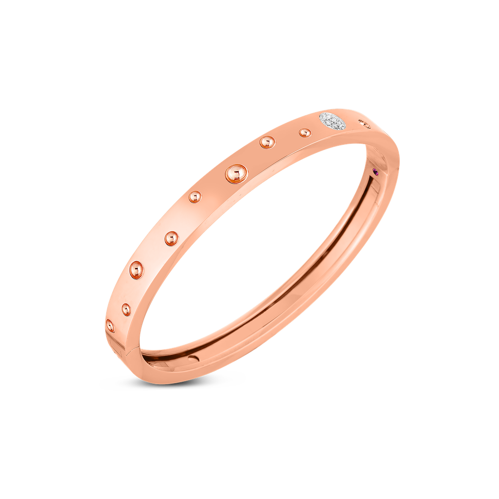 18K Gold Pois Moi Luna Thin Diamond Accent Bangle - 18K Rose Gold