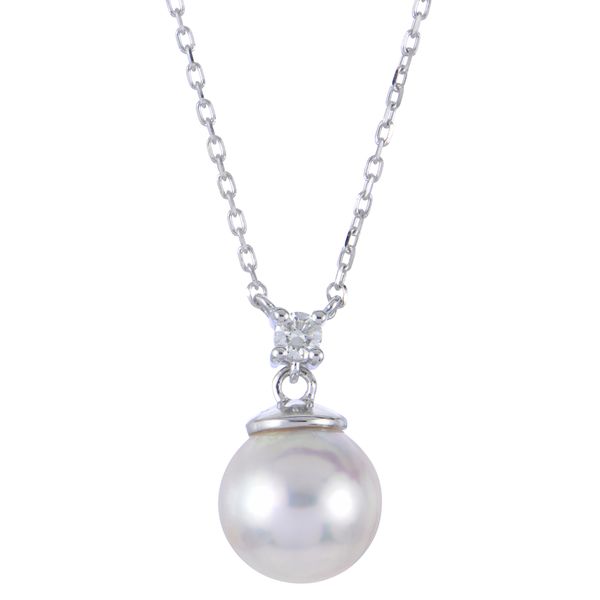 Imperial Pearls 14K White Gold Akoya Pearl and Diamond Necklace, 8-8.5mm