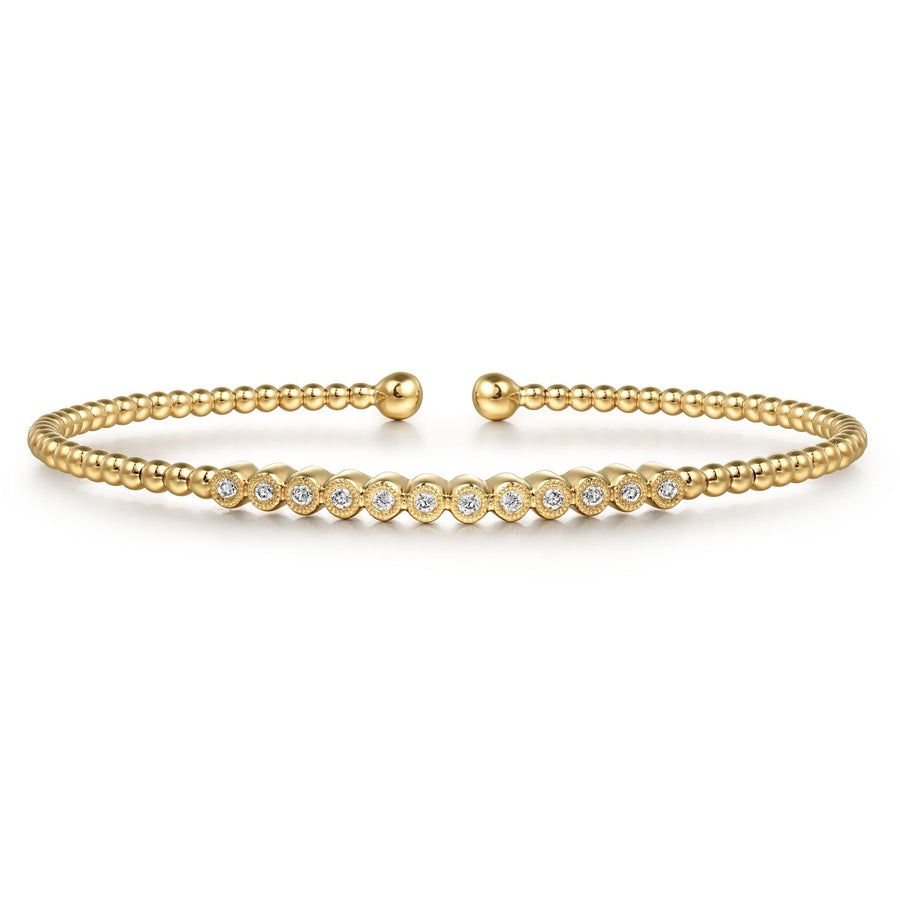 14K Yellow Gold Bujukan Bead Diamond Bangle