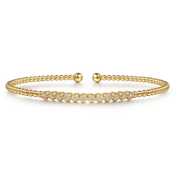14K Yellow Gold Bujukan Bead Diamond Bangle
