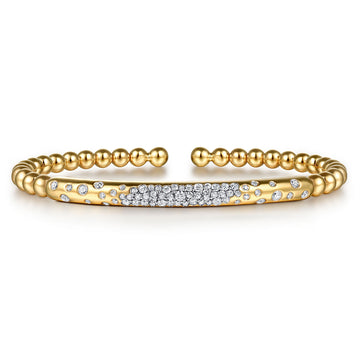 14K Yellow Gold Bujukan Pavé Diamond Split Bangle Bracelet