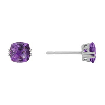 14K Gold White Earrings With Amethyst