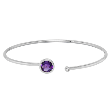 14K Gold White Bracelet Diamond & Amethyst