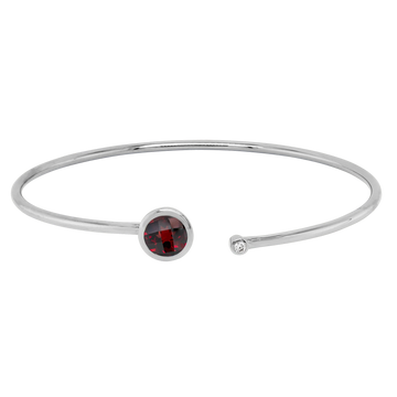 14K Gold White Bracelet Diamond & Garnet