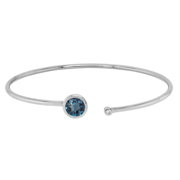 14K Gold White Bracelet Diamond & Topaz