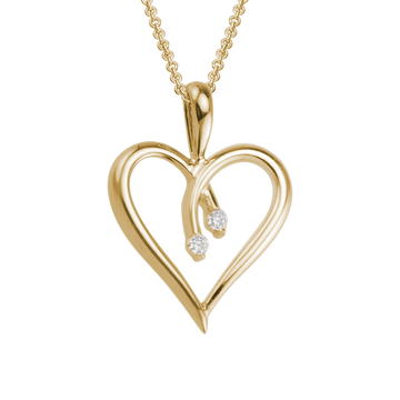 14K Gold Yellow Pendant Diamond Heart