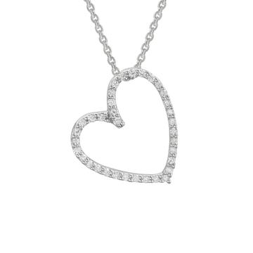 14K Gold White Pendant Diamond Heart
