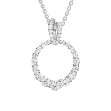14K Gold White Pendant Diamond Circle