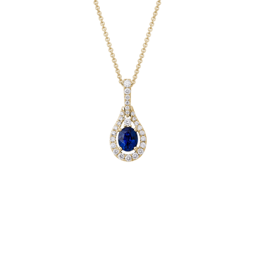14K Gold Yellow Pendant Diamond & Sapphire