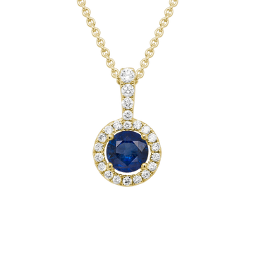 14K Gold Yellow Pendant Diamond & Sapphire