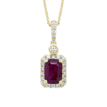 14K Gold Yellow 14K Pendant Diamond & Ruby
