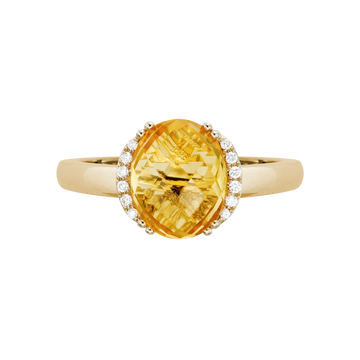 14K Gold Yellow Diamond & Citrine Ring