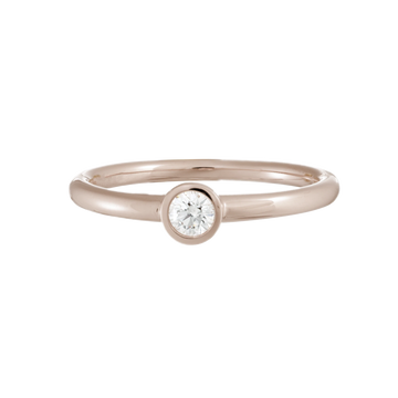 14K Gold Rose Diamond Ring Bezel Set