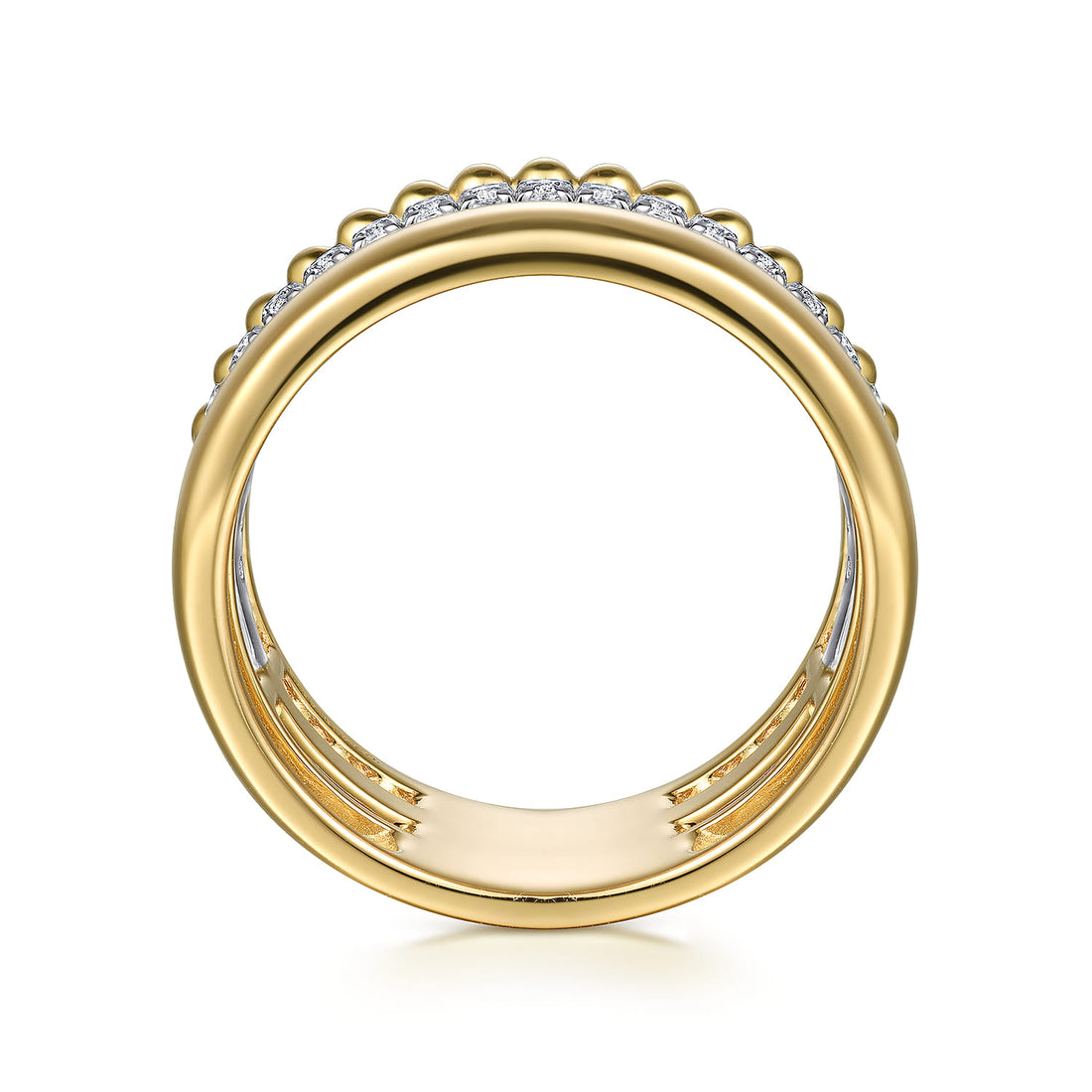 14K White & Yellow Gold Diamond Easy Stackable Ring, 0.35ct-Bujukan