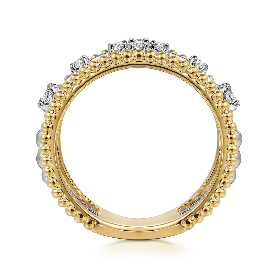 14K White & Yellow Gold Diamond Easy Stackable Ring-Bujukan