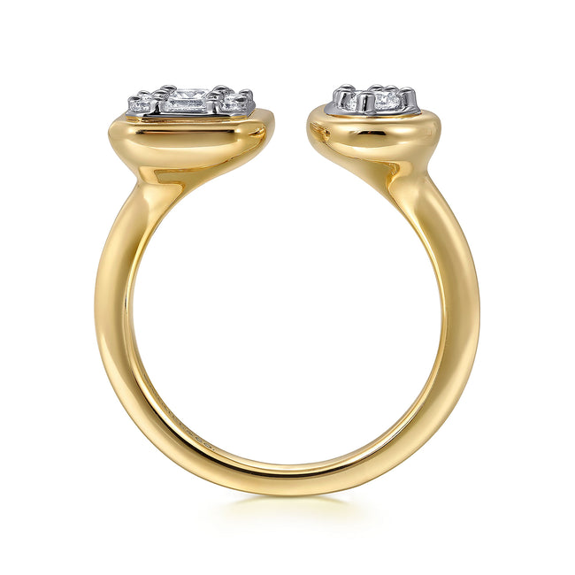 14K White and Yellow Gold Diamond Toi et Moi Open Ladies Ring