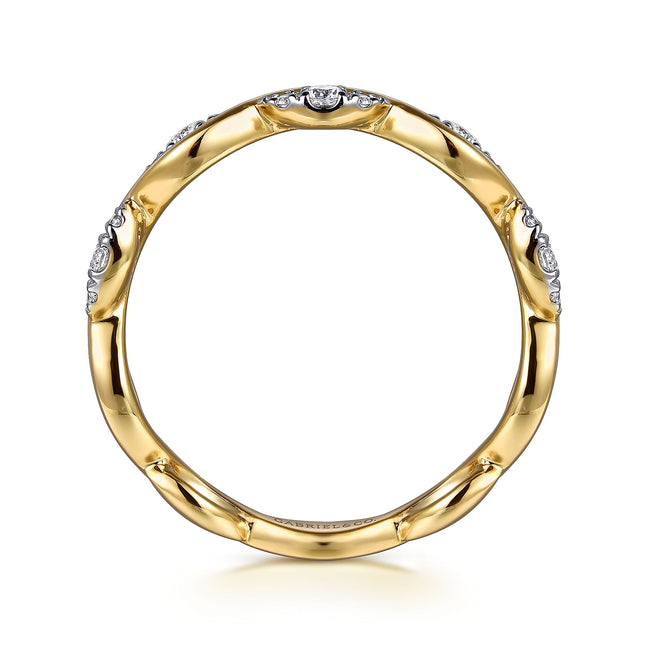 14K Yellow Gold Diamond Twisted Stackable Ring