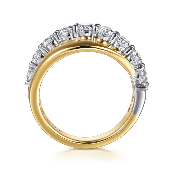 18K White & Yellow Gold Diamond Twist Ring