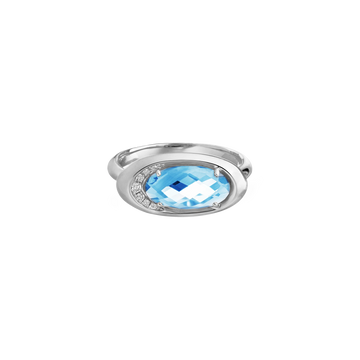 14K Gold White Diamond & Topaz Ring