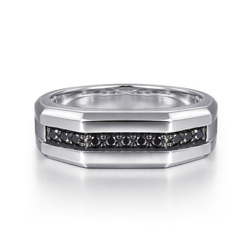 925 Sterling Silver and Black Spinel Men's Band