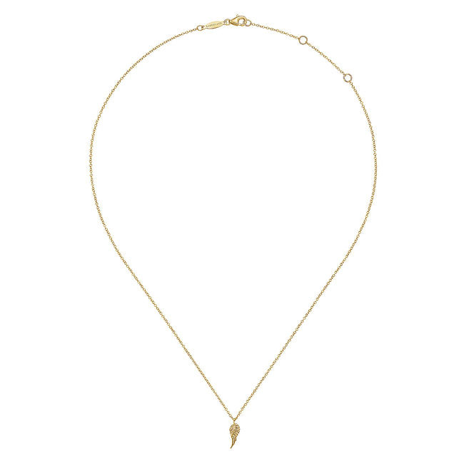 14K Yellow Gold Angel Wings Pendant Necklace