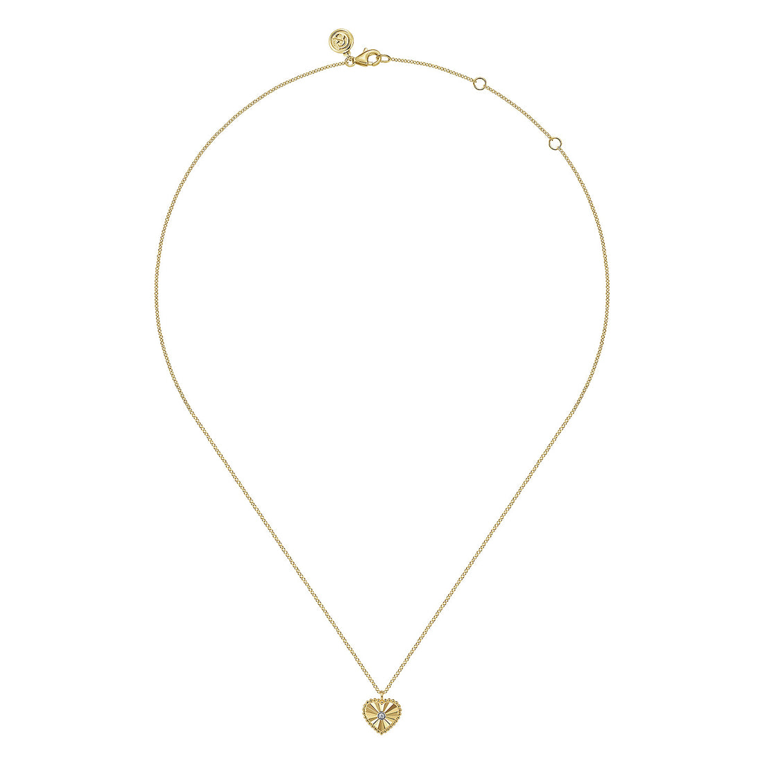 Pendant Necklace Heart 14K White and Yellow Gold Diamond 0.01ct