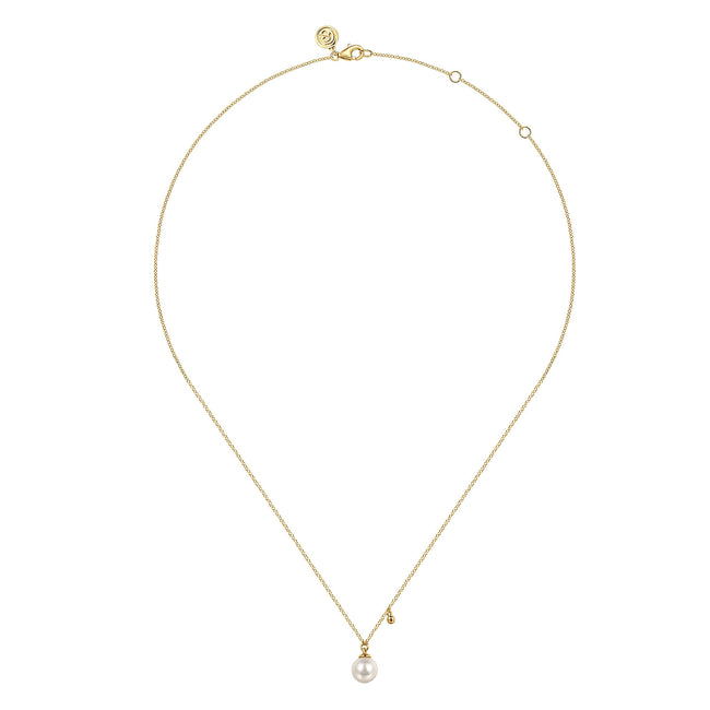 14K Yellow Gold Pearl Drop Necklace