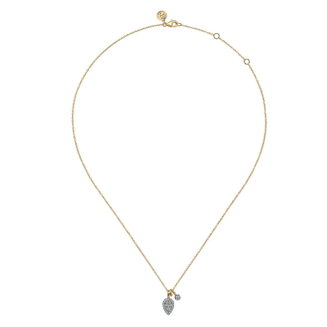 14K White & Yellow Gold Double Diamond Pendant Necklace