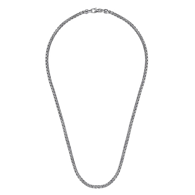 22 Inch 4mm 925 Sterling Silver Solid Men's Round Box Chain Necklace