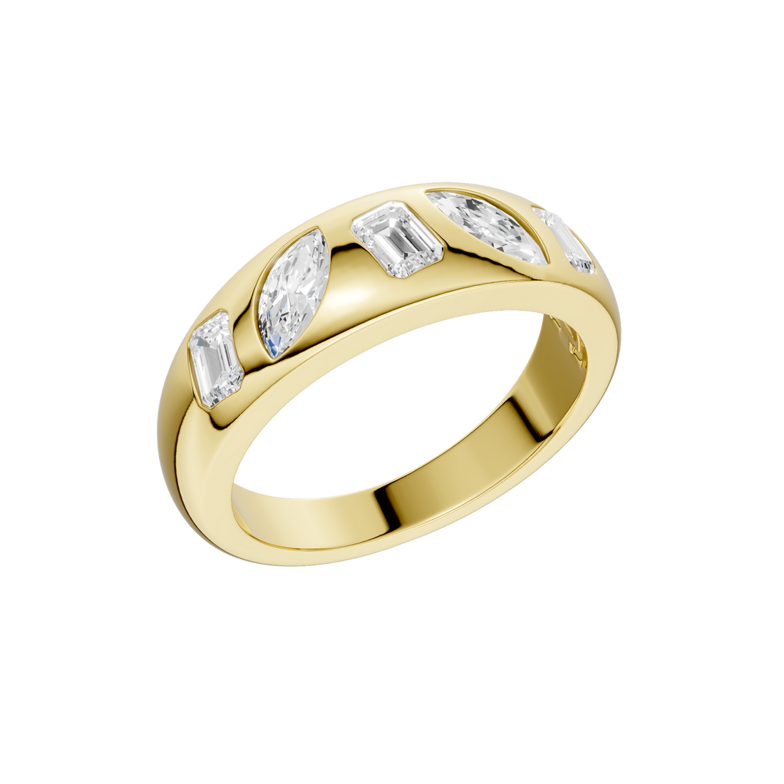 Fancy Shape Flush Set Diamond Ring(EM,MQ)