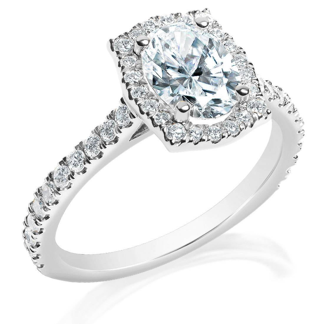Oval Edge Halo Engagement Ring