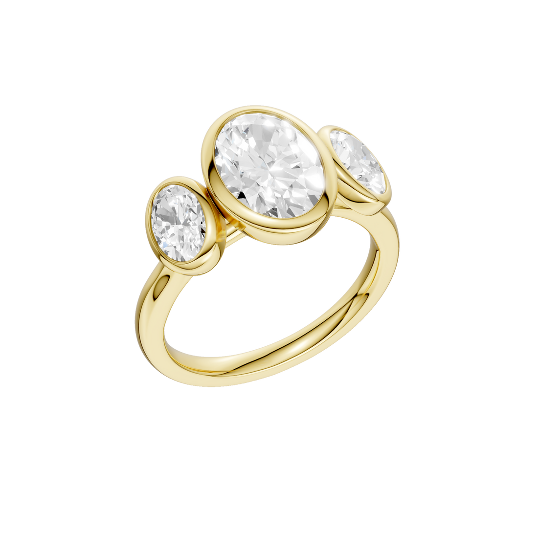 Bezel-set 3-Stone Ring(Oval)