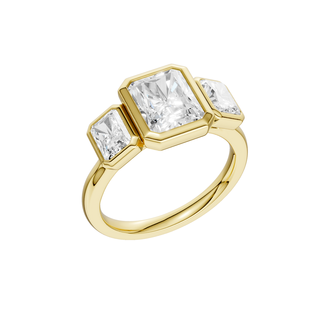 Bezel-set 3-Stone Ring(Radiant)