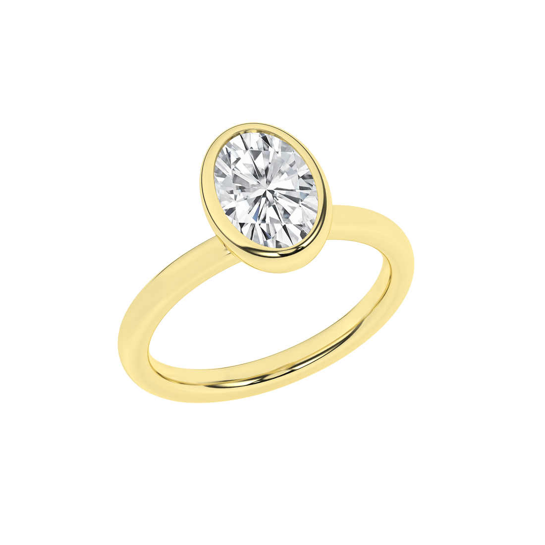 Bezel-Set Solitaire Ring (Oval) - 2ct Lab Grown Diamond