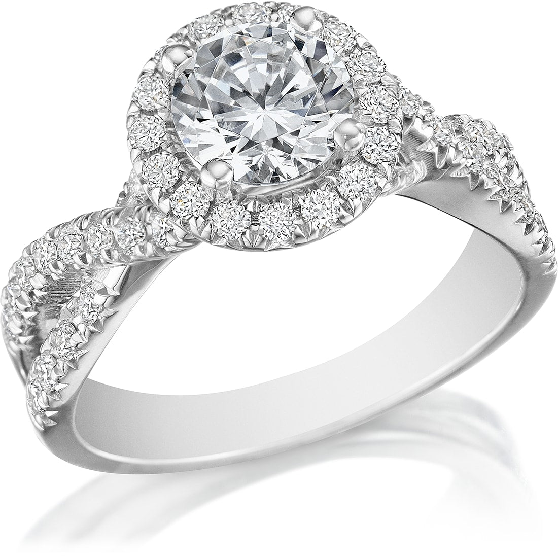 Twist Halo Engagement Ring
