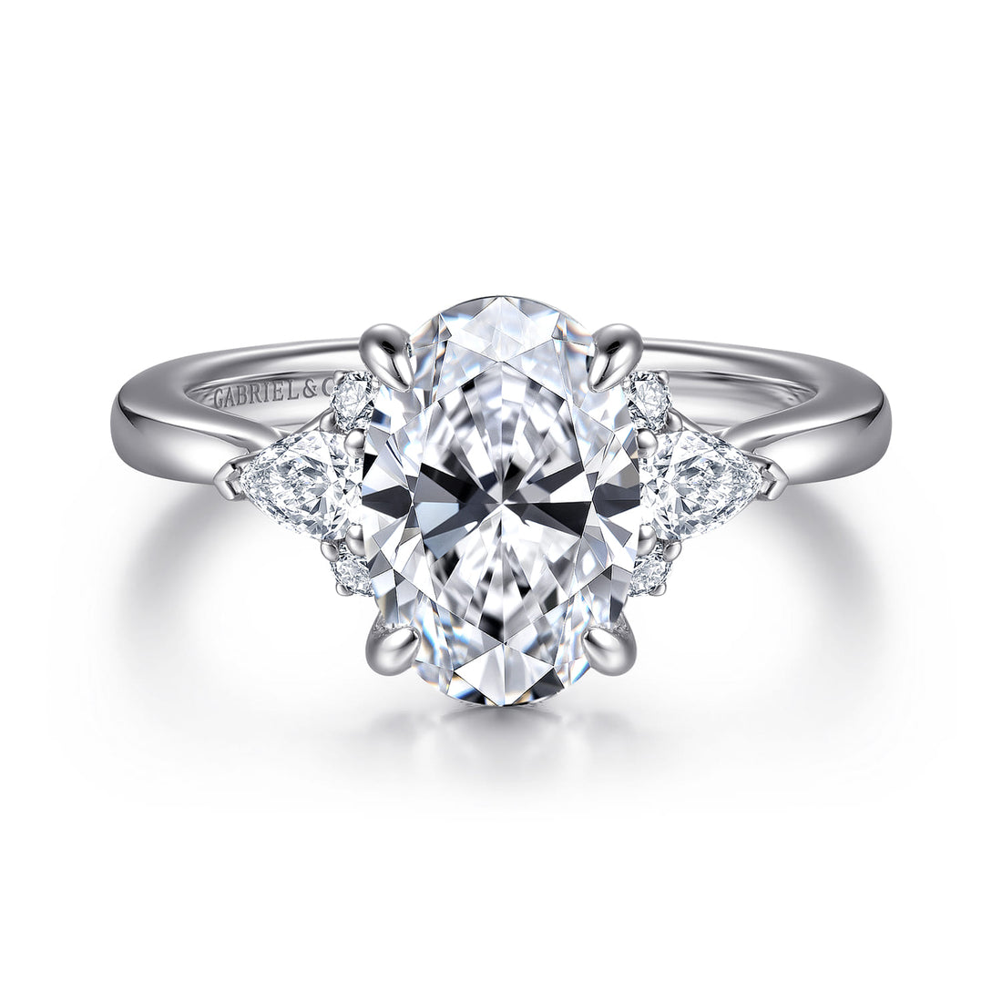 Boa - 14K White Gold Oval Three Stone Diamond Engagement Ring