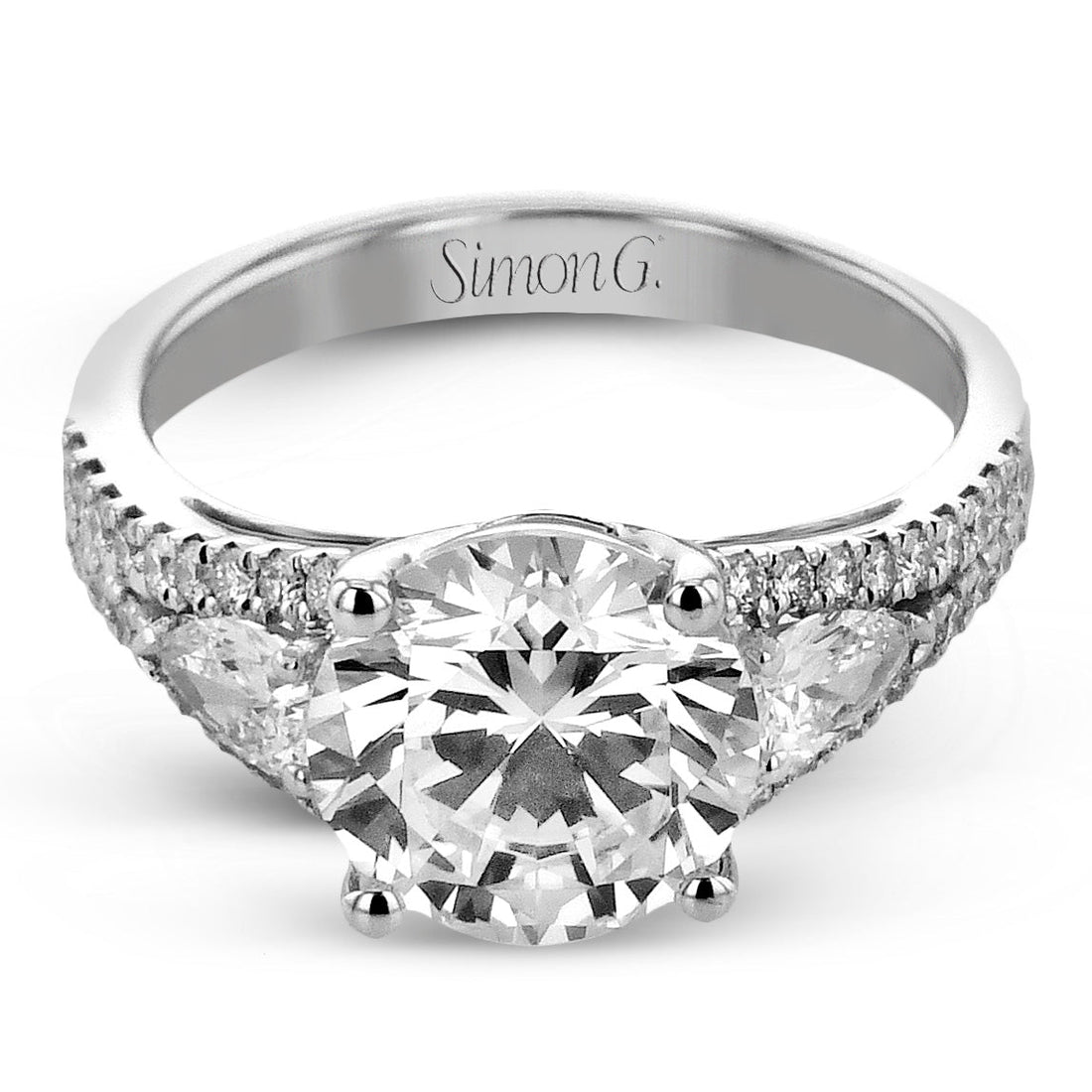 Simon G. LR3269 14K White Gold Round Diamond Three-Stone Engagement Ring (vendor photo 1)