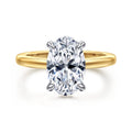 Aliona - 14K White-Yellow Gold Oval Solitaire Diamond Engagement Ring
