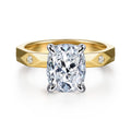 Deya - 14K White-Yellow Gold Elongated Cushion Diamond Engagement Ring