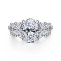 Cayte - 14K White Gold Floral Oval Diamond Engagement Ring