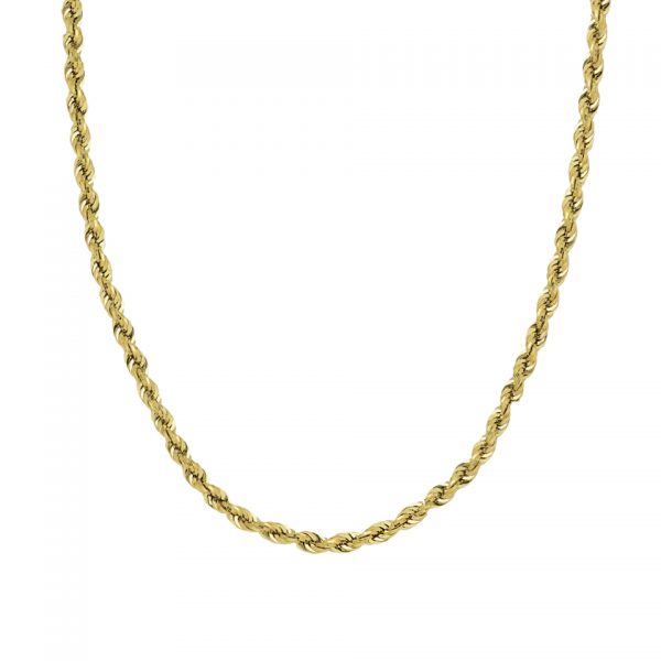 14K YELLOW GOLD DIAMOND CUT ROPE CHAIN COLLECTION
